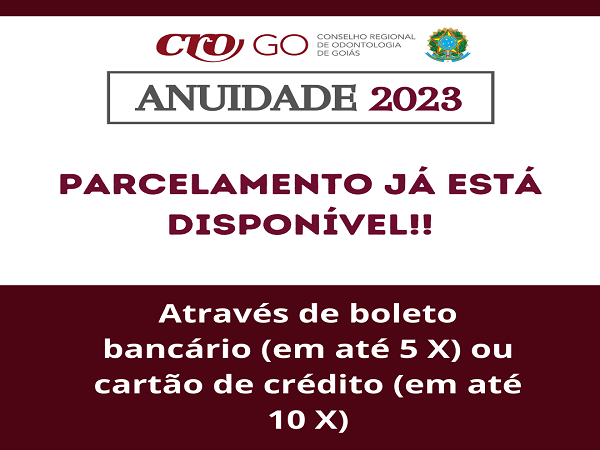 A emissão do boleto para anuidades de 2023.