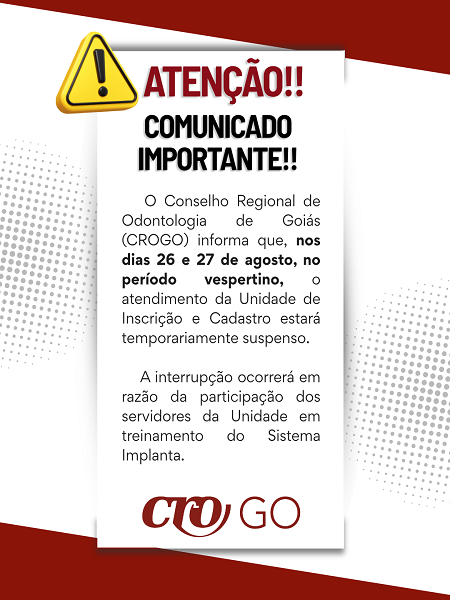 Atendimento suspenso na Unidade de Inscrição e Cadastro - 450 x 600