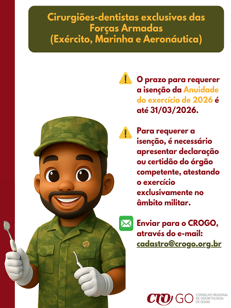 Isenção da Anuidade 2026 para Militares Forças Armadas - 450 x 600