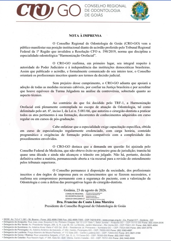 Nota à Imprensa sobre Decisão Resolução CFO 198