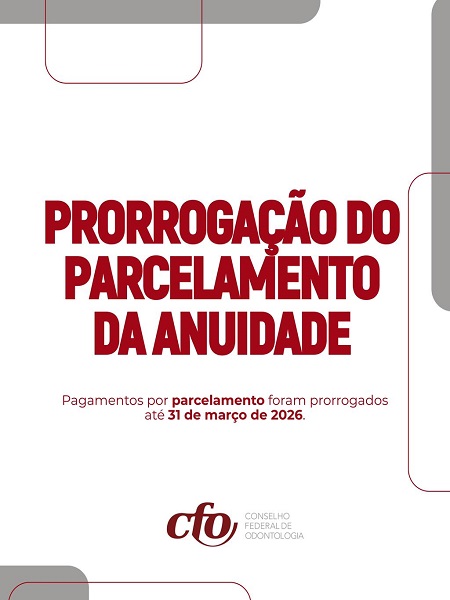 Parcelamento prorrogado Anuidade 2026 - 450 x 600