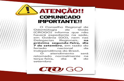 Sem expediente no dia 7 de Setembro - 398 x 260
